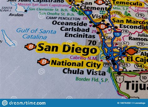 San Diego City On Usa Travel Map Stock Image Image Of America
