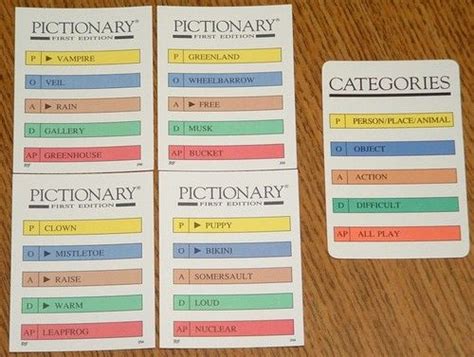 Pictionary Pictionary Printable Cards Cards