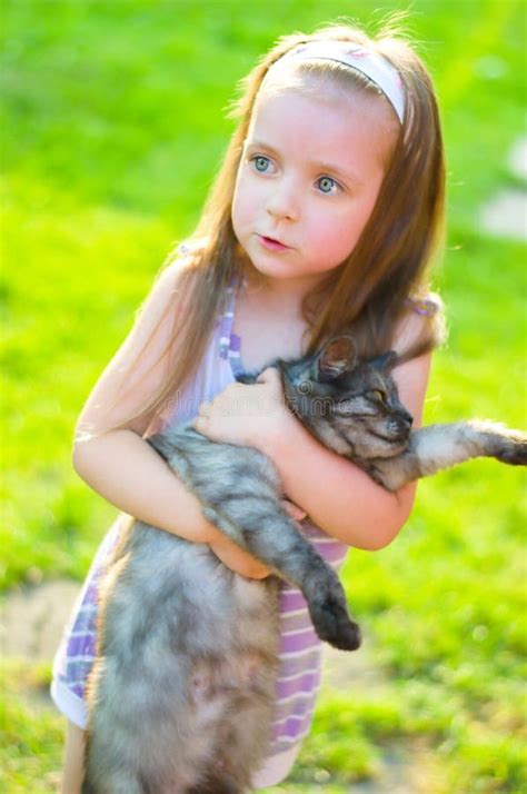 Child With Cats Stock Photo Image Of Baby Lovely Happy 34581826
