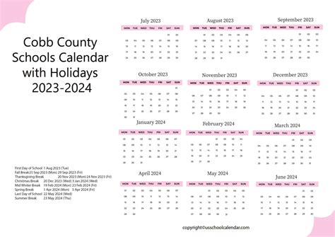 Cobb County Schools Calendar With Holidays 2023 2024