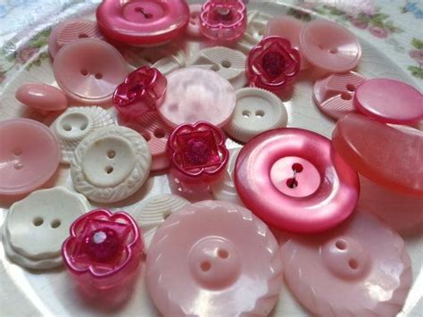 Shades Of Pink Vintage Button Lot Etsy Vintage Buttons