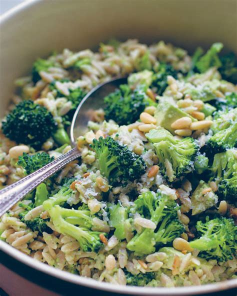 Whole Wheat Orzo Salad With Broccoli Pine Nut Pesto Recipe