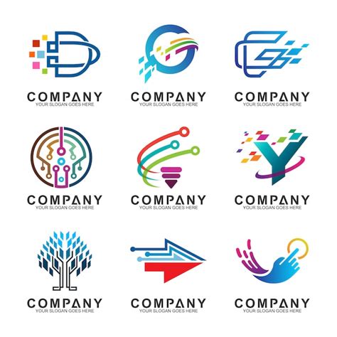 Coleção De Design De Logotipo De Tecnologia Abstrata De Negócios