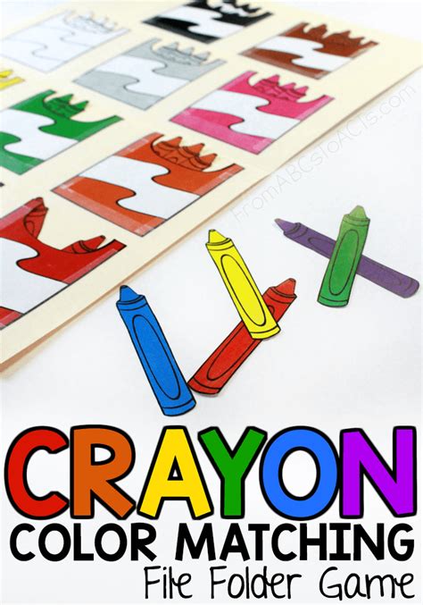 Crayon Color Matching File Folder Game From Abcs To Acts