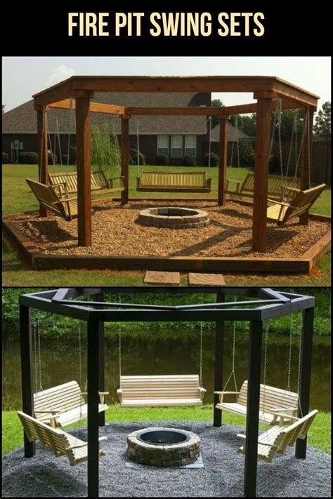 Swings around a fire pit. 35+ Swing Set Plans Ideas | Backyard fire, Fire pit swings ...