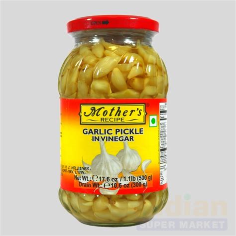Mothers Garlic Pickle In Vinegar 500 Gm Indian Supermarket