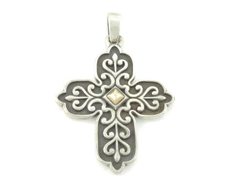 Vintage James Avery Sterling Silver 14k Oxidized Large Cross Necklace Pendant Retired Ornate