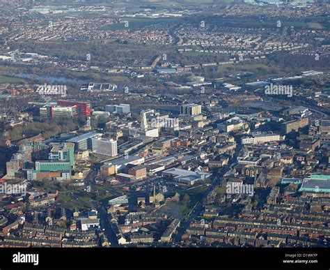 An Aerial Photograph Of Barnsley Town Centre Hi Res Stock Photography