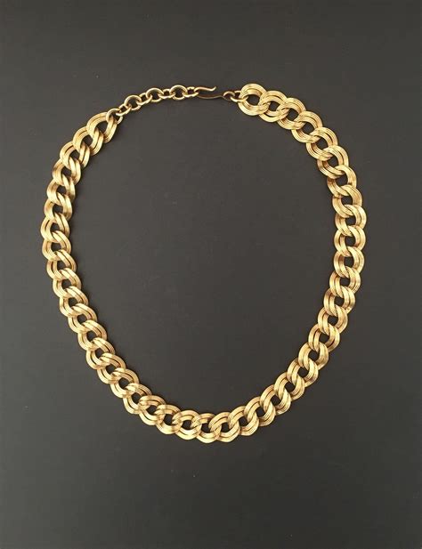 Vintage Monet Gold Chain Necklace Double Curb Link Chain Etsy Chain