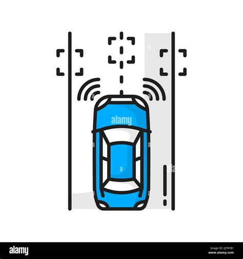 Driverless Autonomous Car On Road Self Driving Vehicle With Radar Sensing System Vector