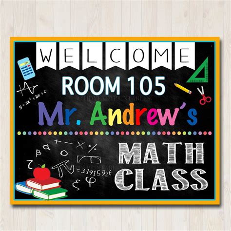Math Teacher Classroom Door Sign Printable Classroom Sign Custom Tea