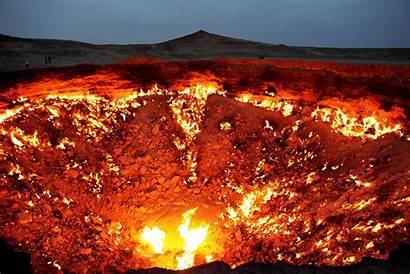 Hell Turkmenistan Door Fire Landscape Nature Gas