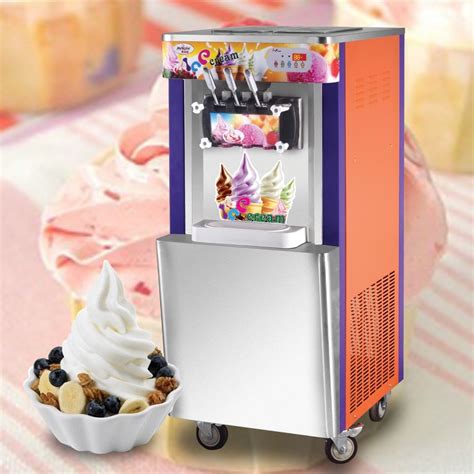 Mobile 25l Vertical Ice Cream Making Machine Commercial Free Standing Ice Cream Maker 3 Flavors