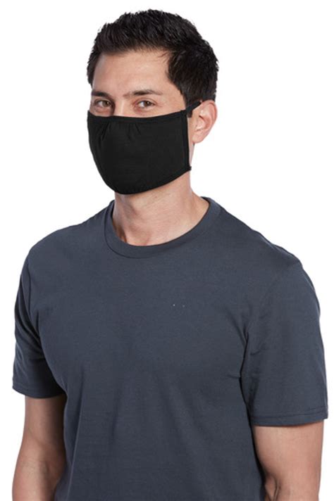 Adult Black 100 Cotton Three Ply Shaped Face Mask 5 Pack