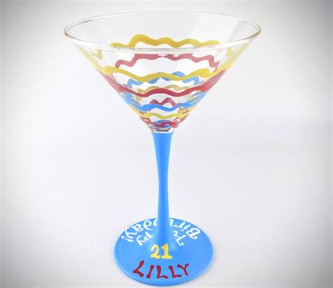 Happy Birthday Personalized Hand Painted Martini Glass Etsy