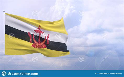 High Resolution Close Up Flag Of Brunei 3d Illustration Stock