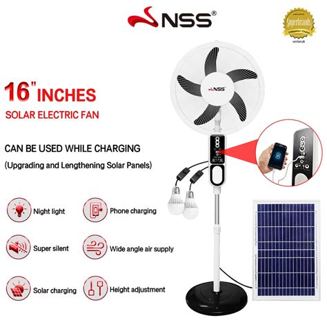 Nss Solar Fan With Panel 16 Solar Electric Fan Rechargeable Fan Dual