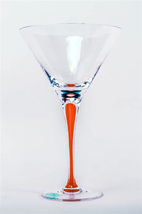 Tears And Cheers Crystal Martini Glasses With Orange Stem Set Of 4 Stemware Drinkware