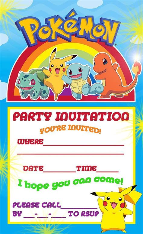 Pokemon Birthday Invites Pokemon Party Invitations Free Printable