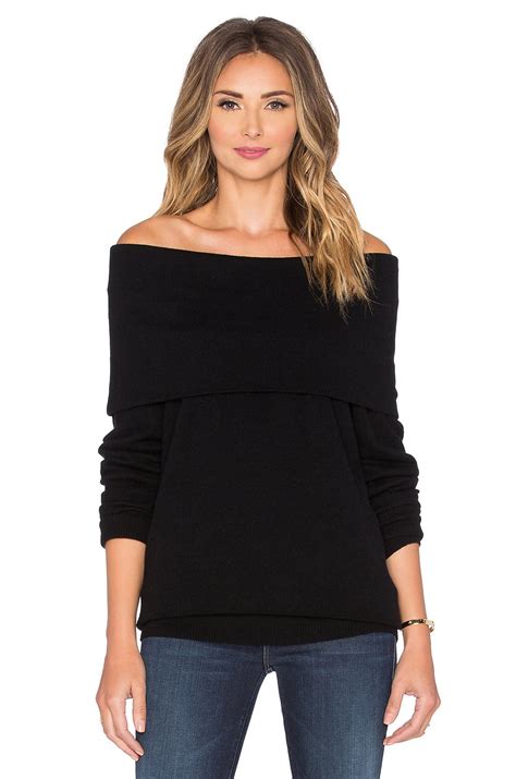 Autumn Cashmere Slouchy Off Shoulder Sweater In Black Lyst
