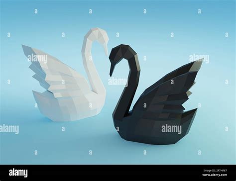 Paper Sculpture Of A Polygonal Swans Folded Paper Animal Papercraft
