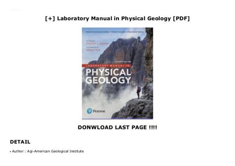 Laboratory Manual In Physical Geology Pdf