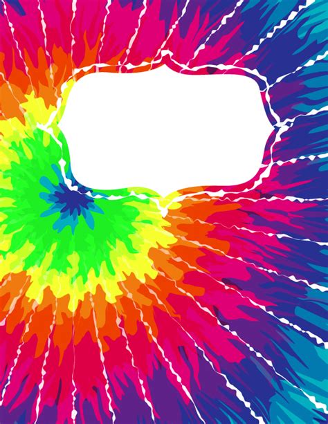 Free Printable Tie Dye Binder Cover Template Download The Cover In 