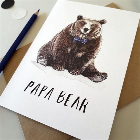 Papa Bear Fathers Day Card Well Done Card Polka Dot Bow Tie Bear
