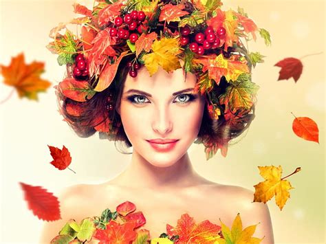 Beauty Model Autumn Makeup Maple Leaves Hd Wallpaper Peakpx