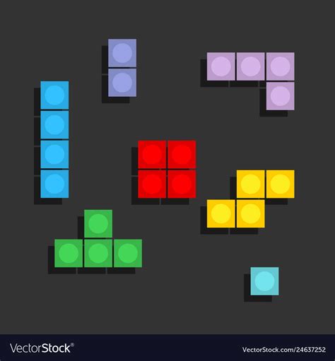 Game Tetris Pixel Bricks Colorful Royalty Free Vector Image