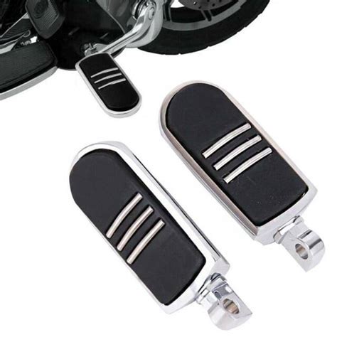 Motorcycle Foot Pegs Footrest Pedals Chrome Rubber 10mm Male Mount For
