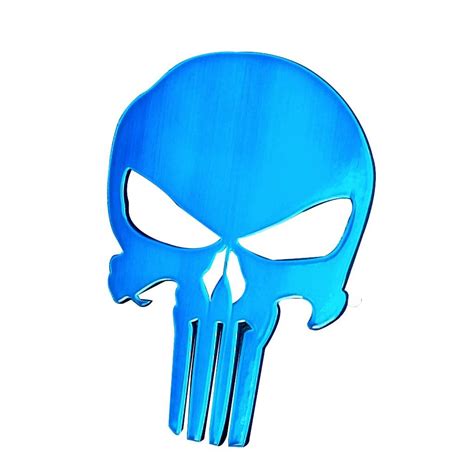 7 Car Grille Badge Emblem Punisher Logo Aluminum Satin Brushed Candy