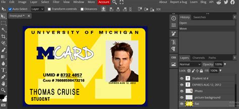 University Of Michigan Id Card Template Editable Psd Format Fakedocshop
