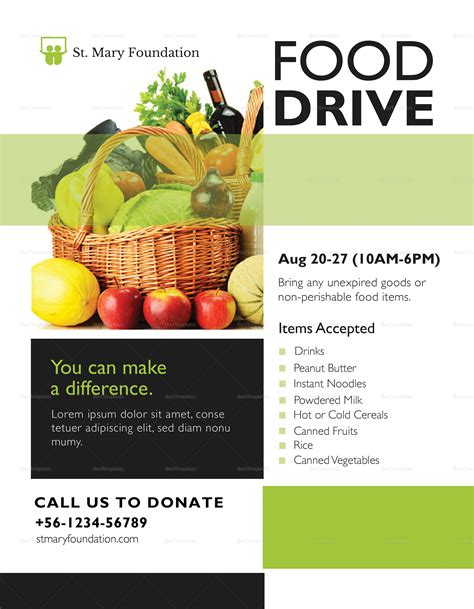 Food Drive Flyer Design Template In Psd Word Publisher Illustrator