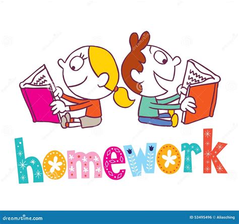 Homework Kids Reading Books Stock Vector Illustration Of Little