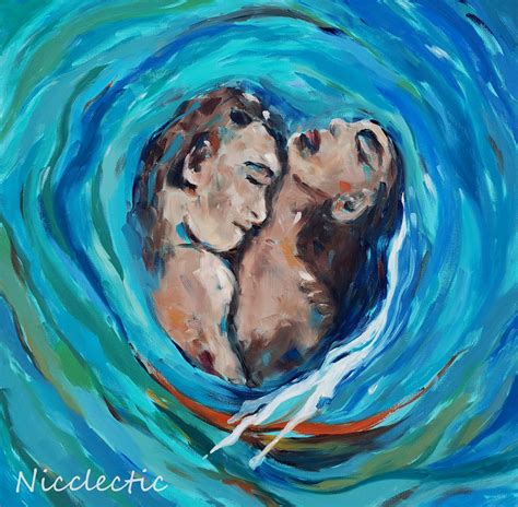 Romantic Ocean Inspired Art Couple Embracing in a Wave | Etsy