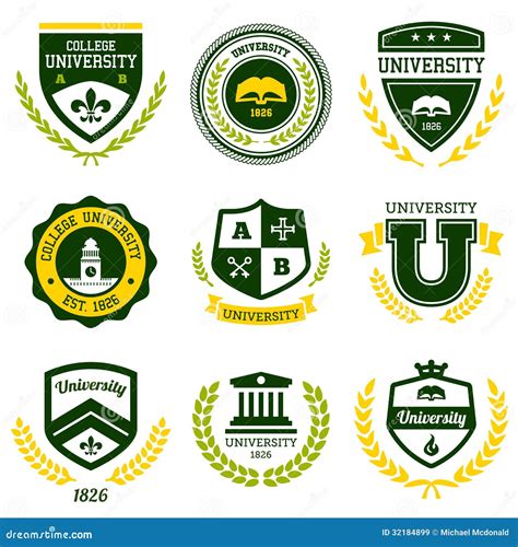 University And College Crests Stock Vector Illustration Of Insignia