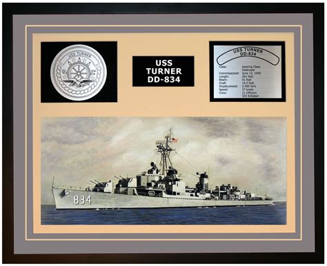 Uss Turner Dd 834 Framed Navy Ship Display Burgundy Navy Emporium