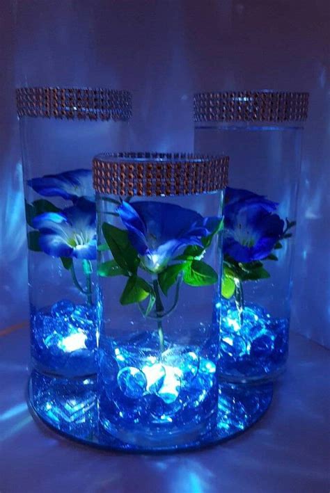 Wedding Centerpiece Floating Flower Centerpiece Led Lights Blue