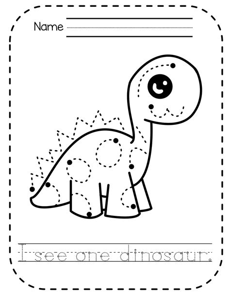 Dinosaur Prewriting Tracing Handwriting Worksheets Printable