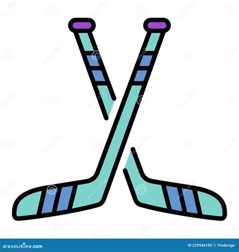 Crossed Hockey Stick Icon Color Outline Vector Stock Vector