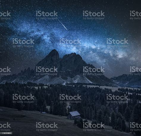 Milky Way Over Passo Delle Erbe In Dolomites Stock Photo Download