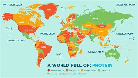 A culinary map of the world showing the most popular dish/meal/food for each country. World Food Map - Know Your Foods Infographic | Bit Rebels