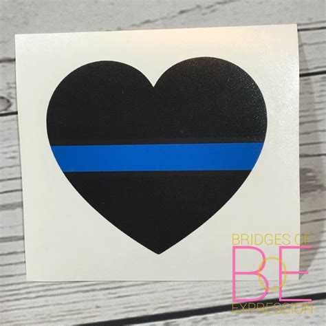 Thin Blue Line Heart Glossy Decal Sticker