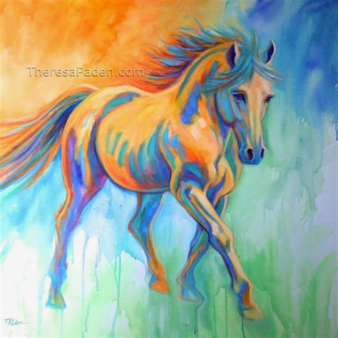 Paintings By Theresa Paden Large Colorful Contemporary Horse Painting