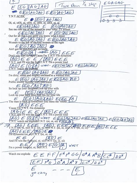 Tnt Acdc Guitar Chord Chart Tune Down 12 Step Guitar Chord