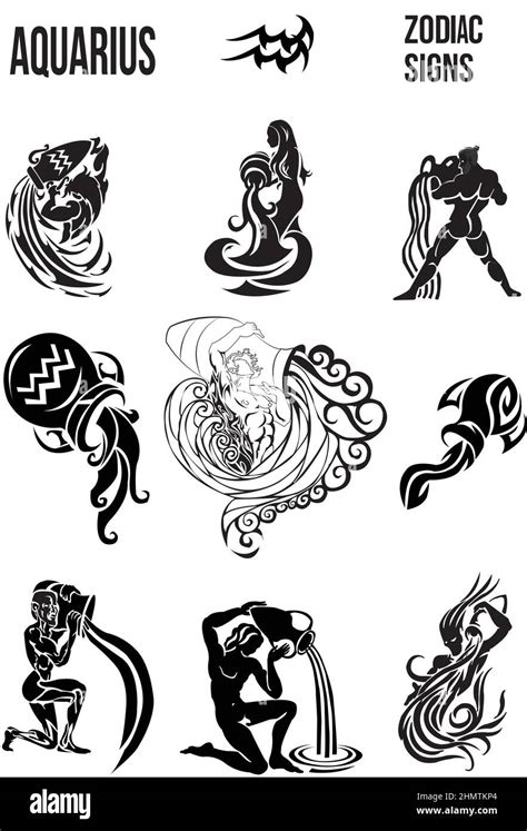Aquarius Zodiac Symbols Stock Vector Image And Art Alamy