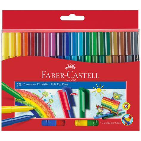 Faber Castell Connector Fibre Tip Pens Assorted Colours Pack Of 20