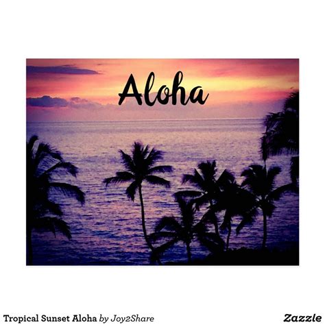 Tropical Sunset Aloha Postcard Vintage Hawaii Vintage Postcards