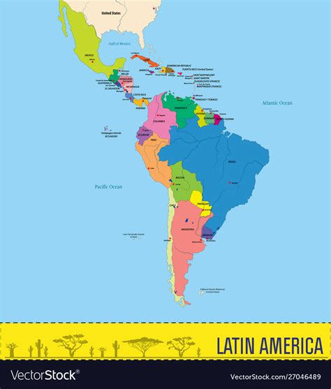 Labeled Map Of Central America And South America